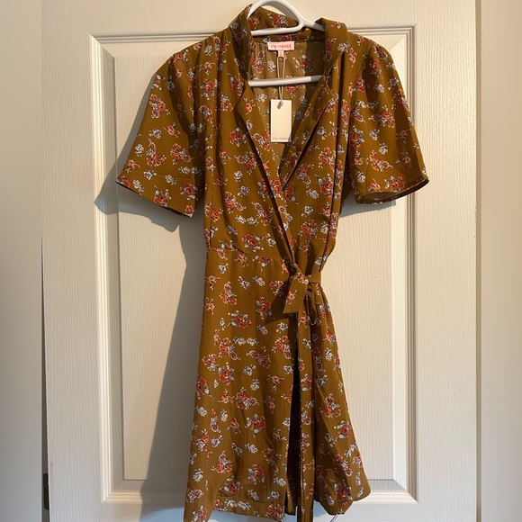 NWT Burnt Orange Floral Wrap Dress - Picture 1 of 3